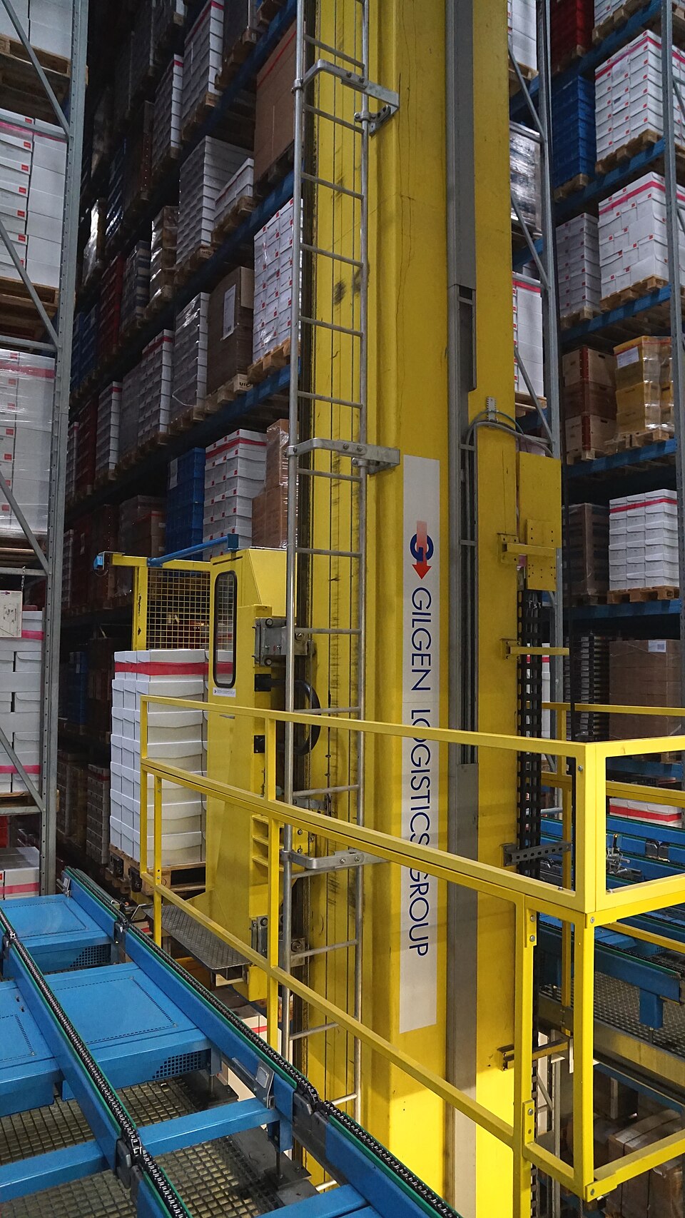 Armazém vertical automatizado com paletes